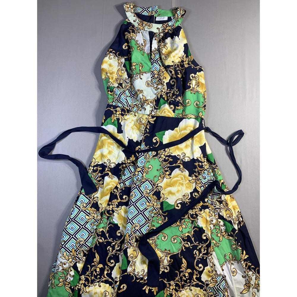 NEW‎ YORK COMPANY STRETCH WOMENS SIZE Large LONG DRESS SLEEVELESS USED FLORAL